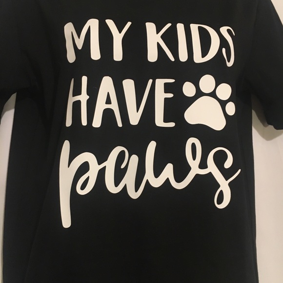 New My Kids Have Paws Cotten Black T-Shirt - Picture 3 of 5
